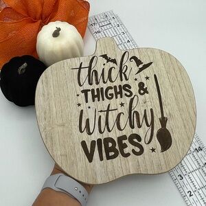 Thick Thighs and Witchy Vibes lazy susan for Halloween Kitchen Trivet Decor